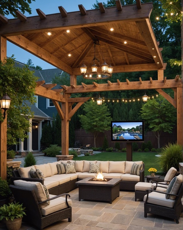 Hang a TV from a gazebo or pergola roof