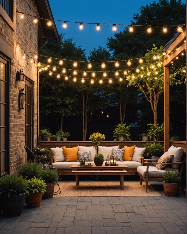 Hang string lights for ambiance 