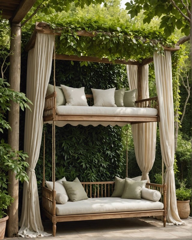 Hanging Daybed with Canopy and Drapes