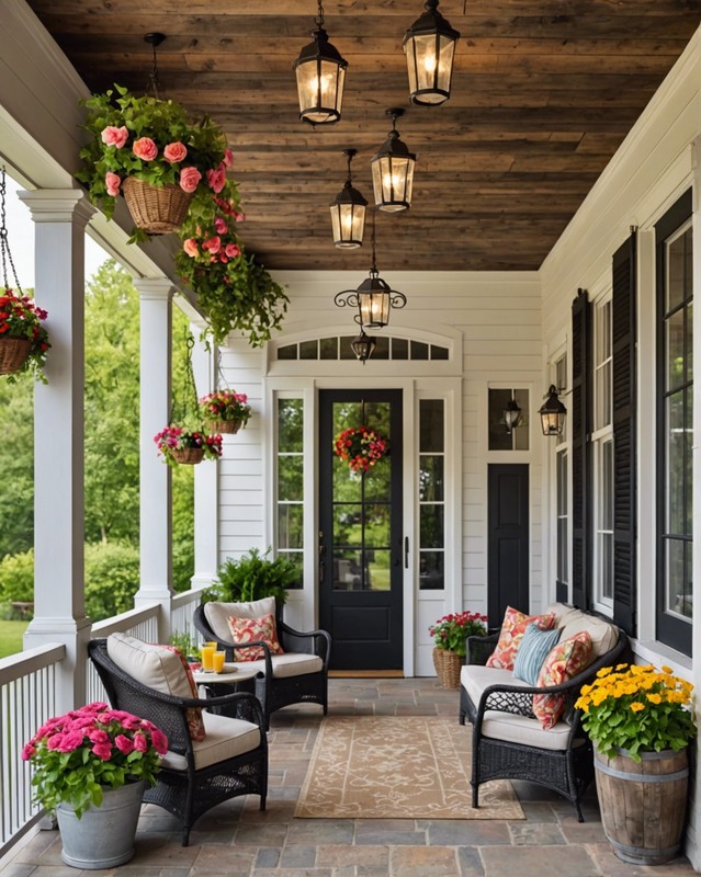 Hanging Flowers Baskets with Rustic Chandeliers