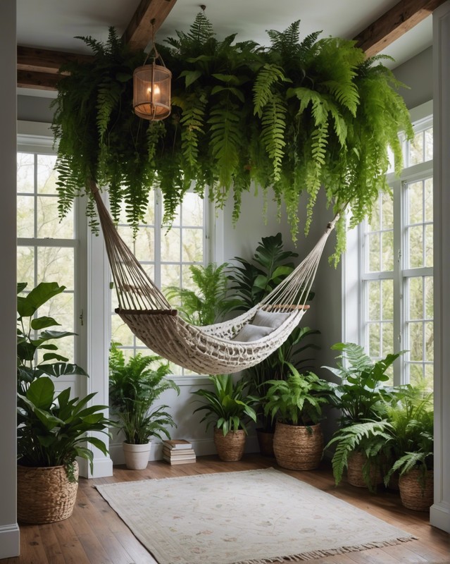 Hanging Garden: Surround Your Hammock with Indoor Plants for a Serene Atmosphere