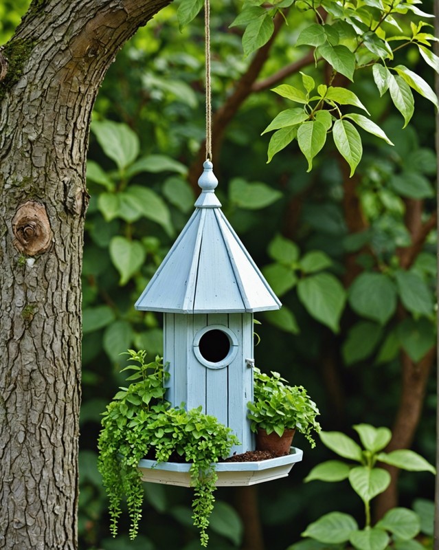 Hanging Planter Birdhouse with Lush Greenery