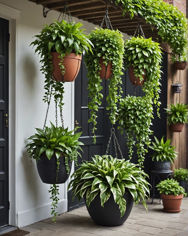 Hanging Planters with Cascading Foliage 