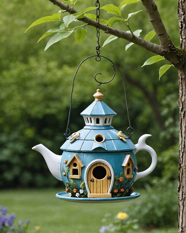 Hanging Teapot Birdhouse with Charming Lid