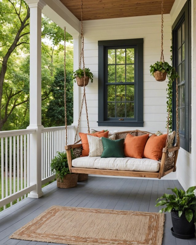 Install a Porch Swing with Cushions for Maximum Relaxation