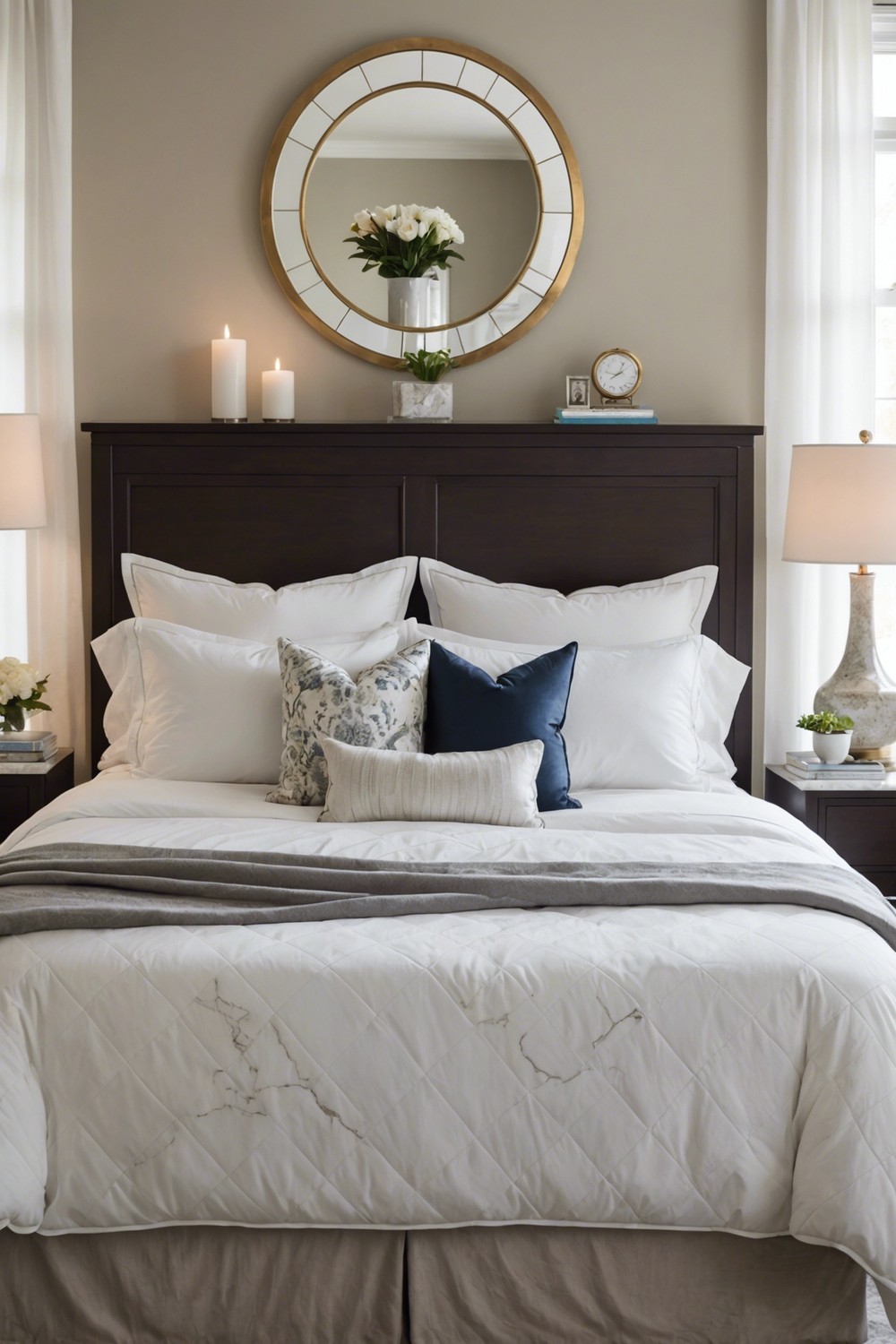 Luxe Retreat: Marble Accents and Crisp White Linens