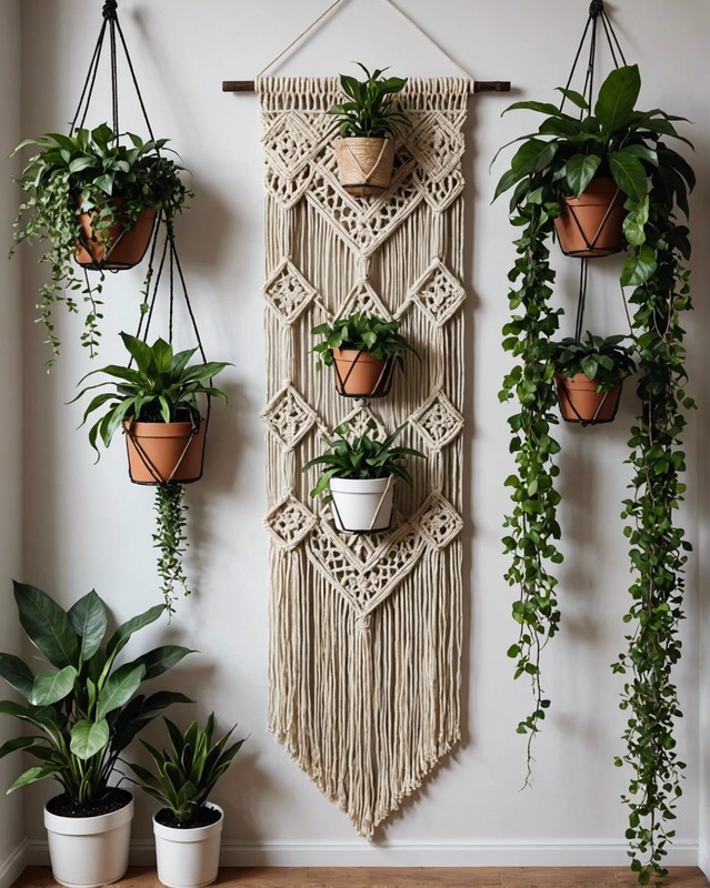 Macrame Wall Hanging with Variety of Plants