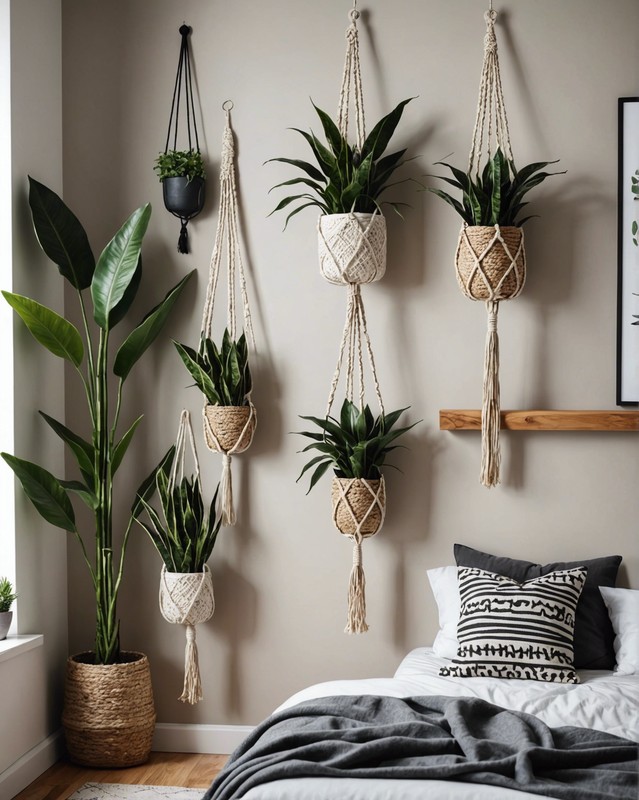 Macrame Wall Planter with Snake Plant