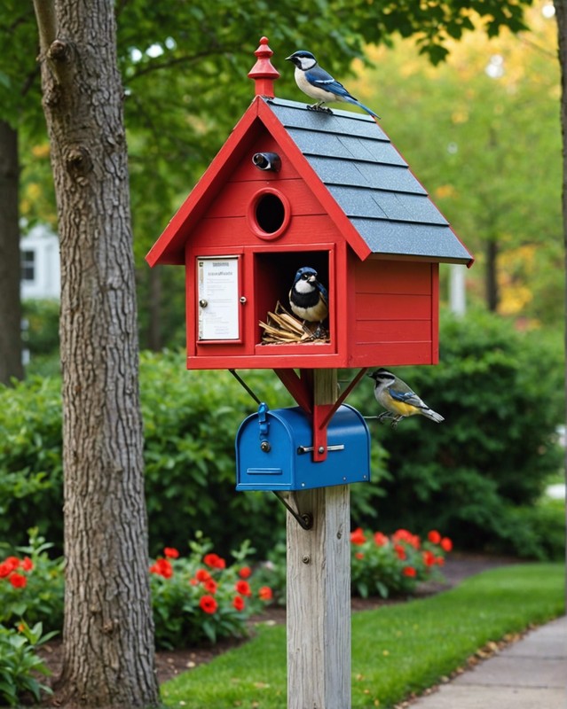 Mailbox with Birdhouse on Top