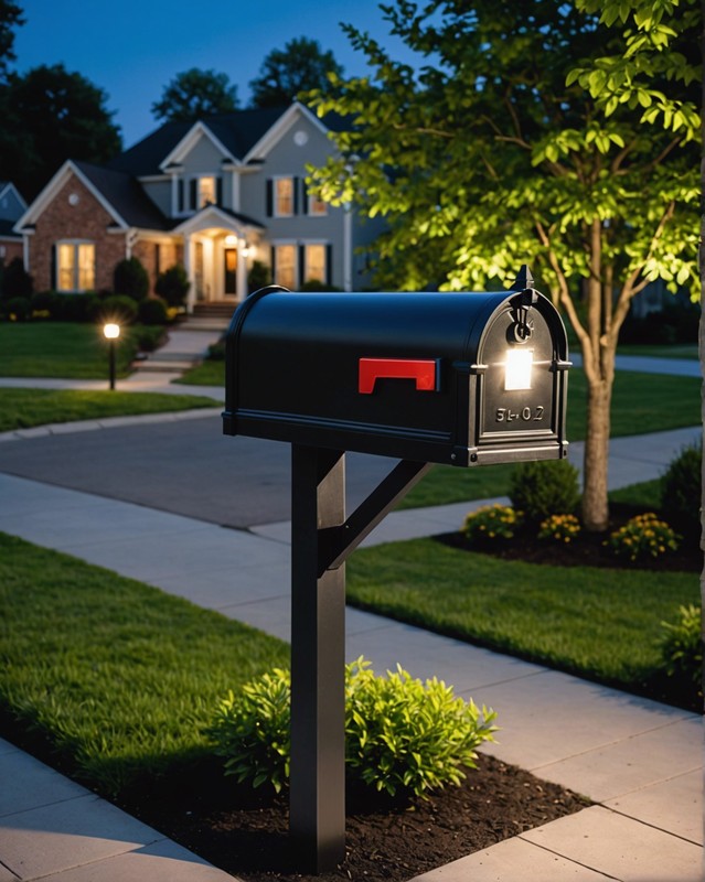 Mailbox with Solar-Powered LED Lights