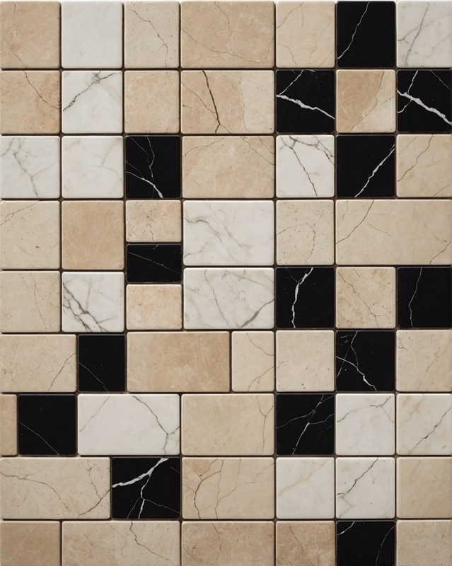 Marble Tiles with a Beige and Black Vein