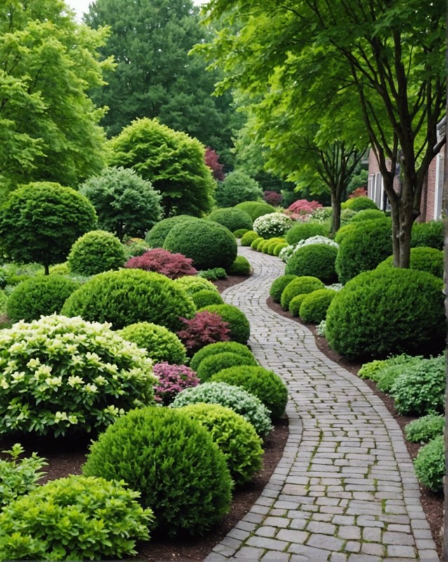 Meandering Path with Borders of Shrubs