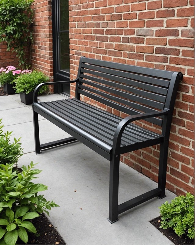 Metal Bench with Slatted Seat