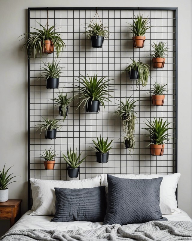 Metal Grid Wall with Air Plants