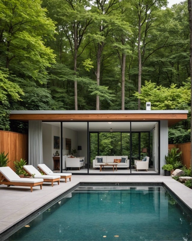 Mid-Century Modern Pool House with a Glass Front