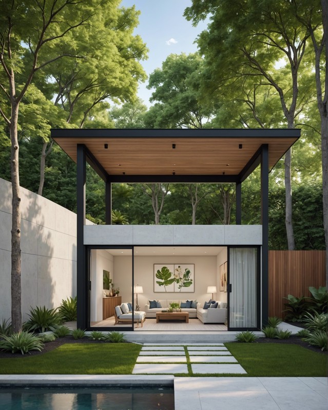 Minimalist Cabana with Sliding Glass Doors