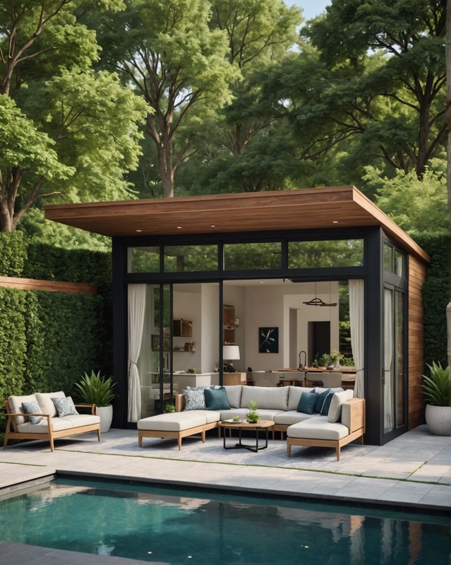 Modern Cabana with Floor-to-Ceiling Windows