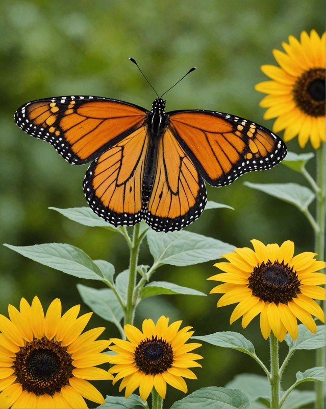 Monarch Butterfly Waystation with Milkweed and Sunflowers