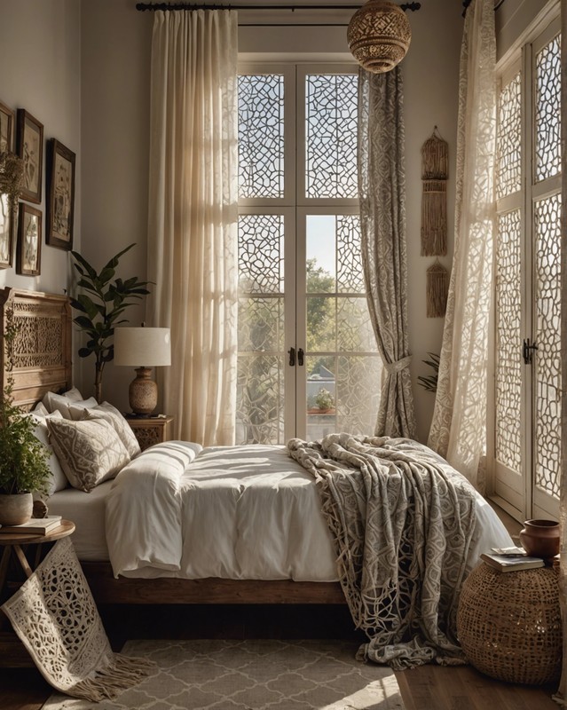 Moroccan lattice curtains
