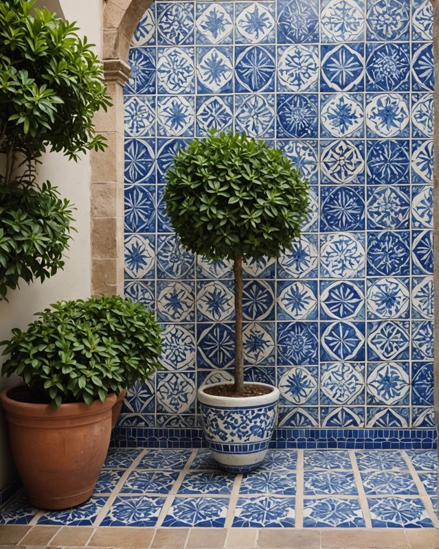 Mosaic Tile with Blue and White Pattern