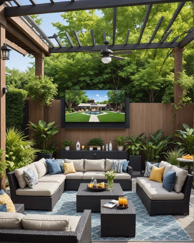 Mount a TV to a outdoor fan or misting system