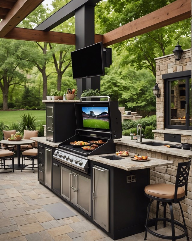 Mount a TV to a outdoor kitchen grill station