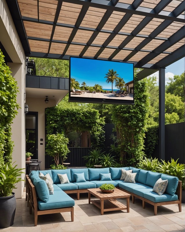 Mount a TV to a wooden or metal patio cover