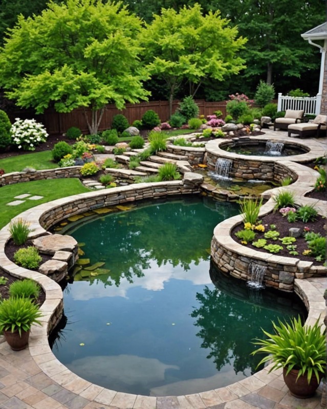 Multi-tiered Pond with interconnected pools