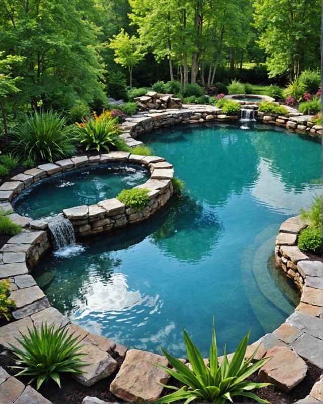 Natural Pool with Plants and Rocks