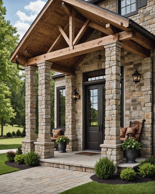 Natural Stone Columns with Wooden Supports
