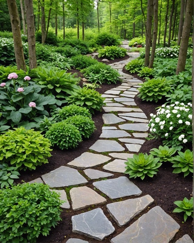 Natural Stone Path with Irregular Curves
