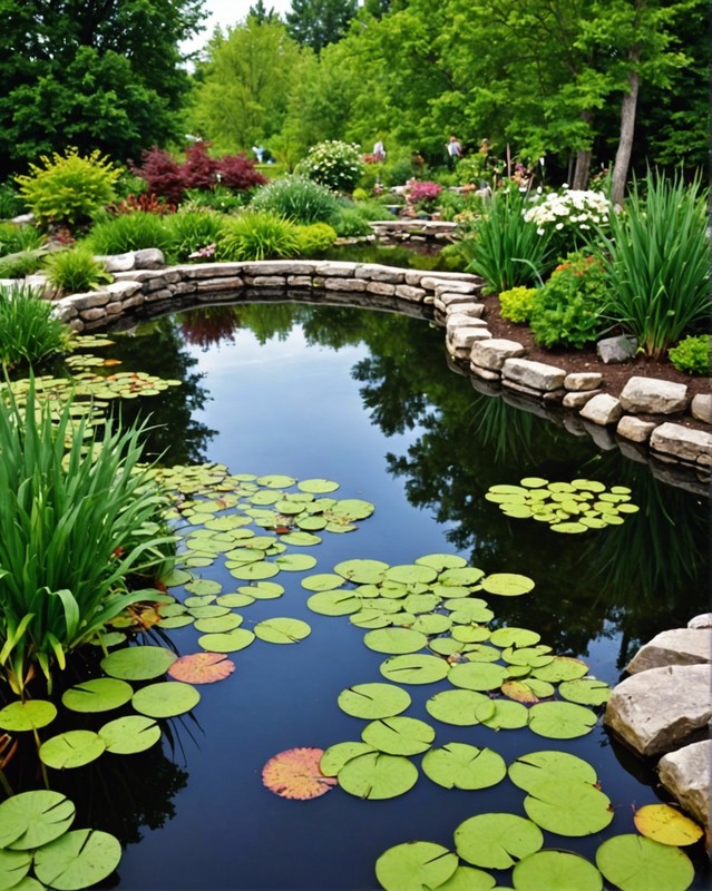 Naturalistic Wildlife Pond with aquatic plants