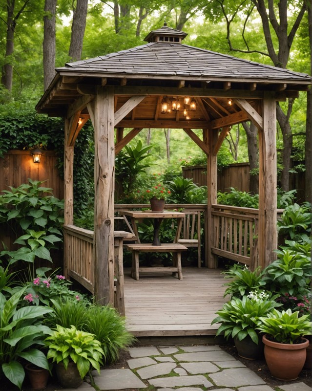 Nature-Inspired Gazebo with Reclaimed Wood