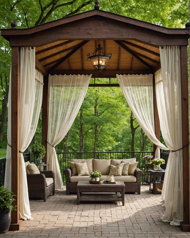 Open-Air Gazebo with Sheer Curtains
