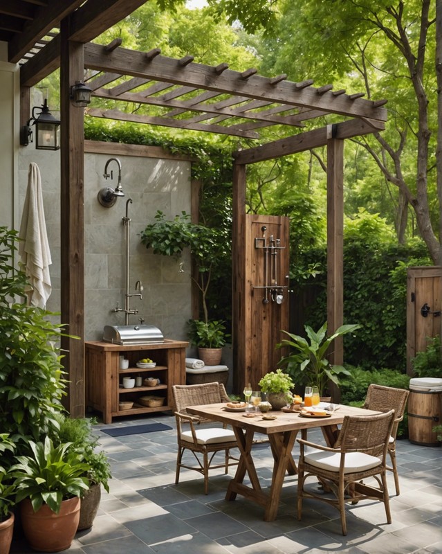 Outdoor Shower with a Patio and Outdoor Kitchen