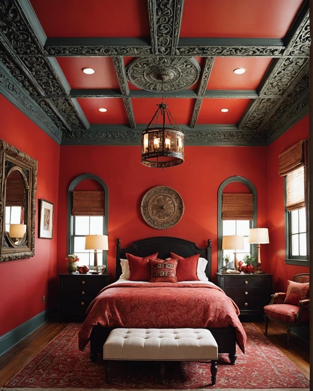 Painted Ceiling with Red Accents