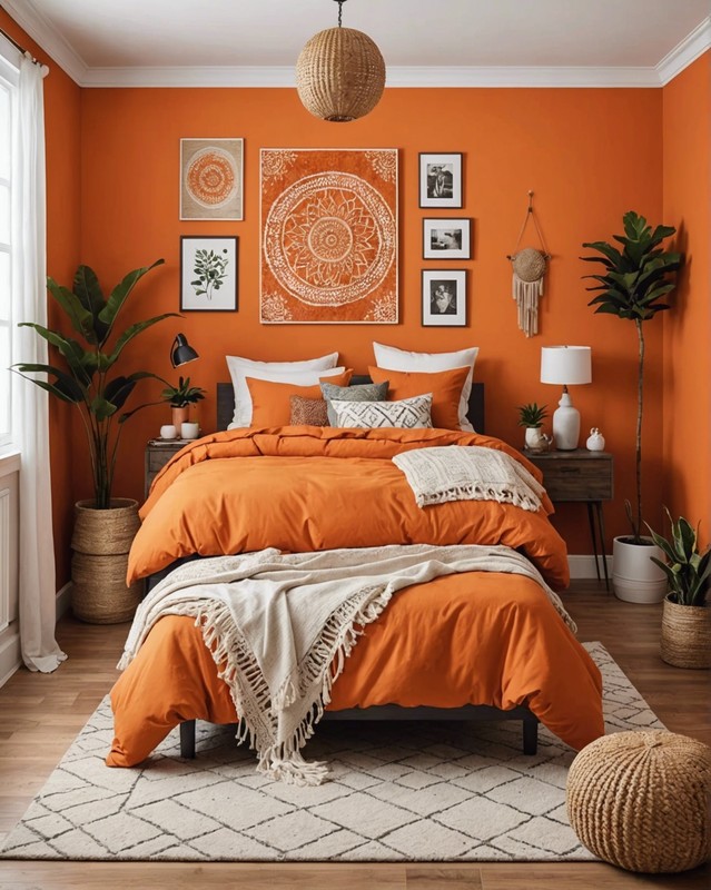 Painted Orange Accent Wall