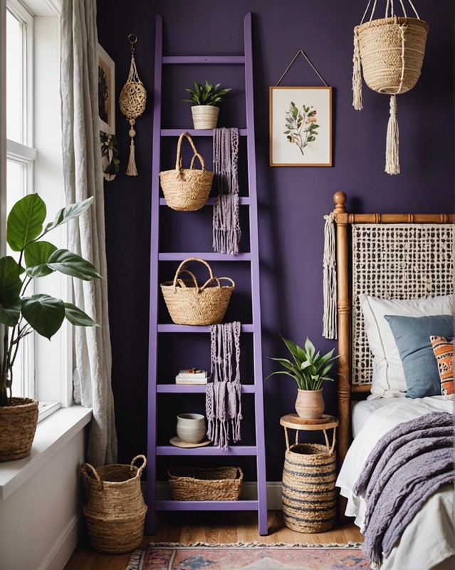 Painted Purple Wooden Ladder