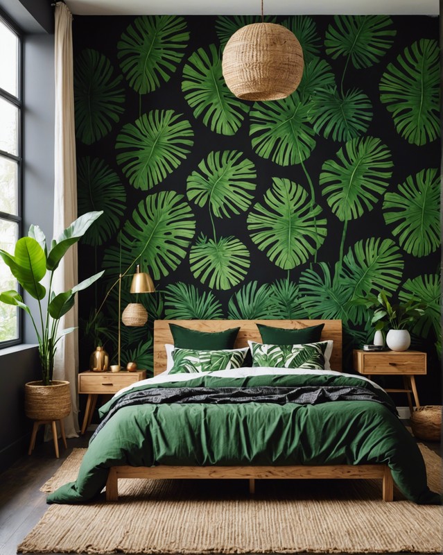Palm Leaf Wallpaper Accent Wall