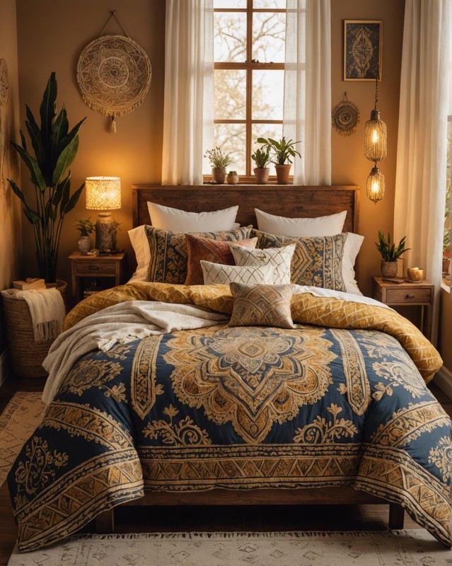 Patterned Comforter with Gold Accents