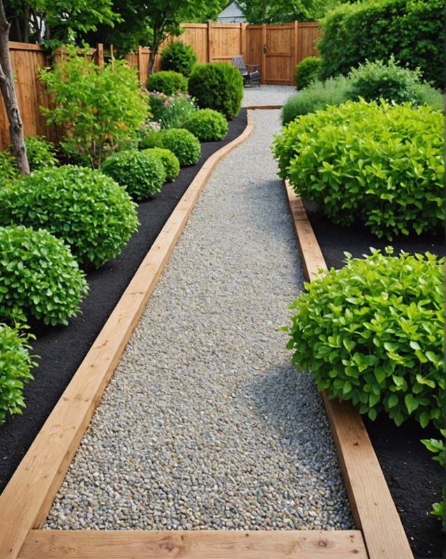 Pea Gravel Path with Wooden Border