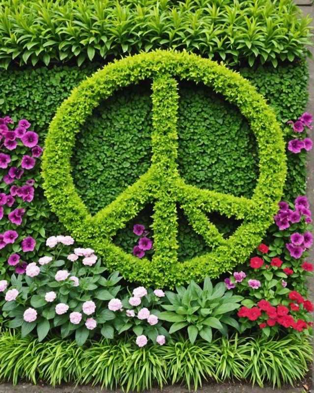 Peace Sign Garden with Low-Maintenance Groundcovers