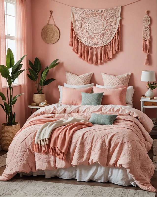 Peachy Pink Boho Bedroom