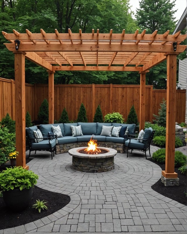 Pergola with Firepit and Seating