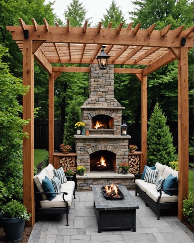 Pergola with Fireplace and Seating