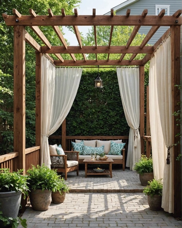 Pergola with Privacy Curtains