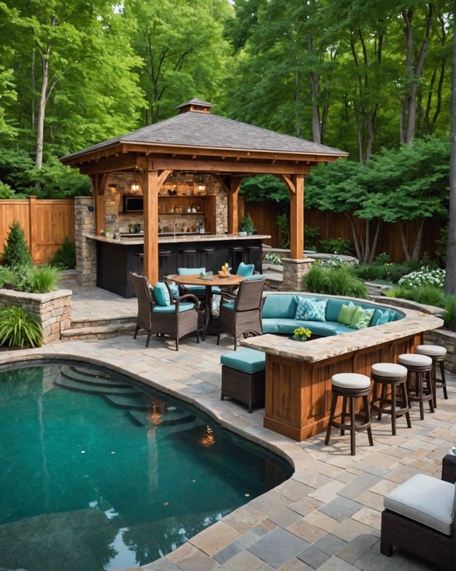 Pool House Bar with Built-in Seating