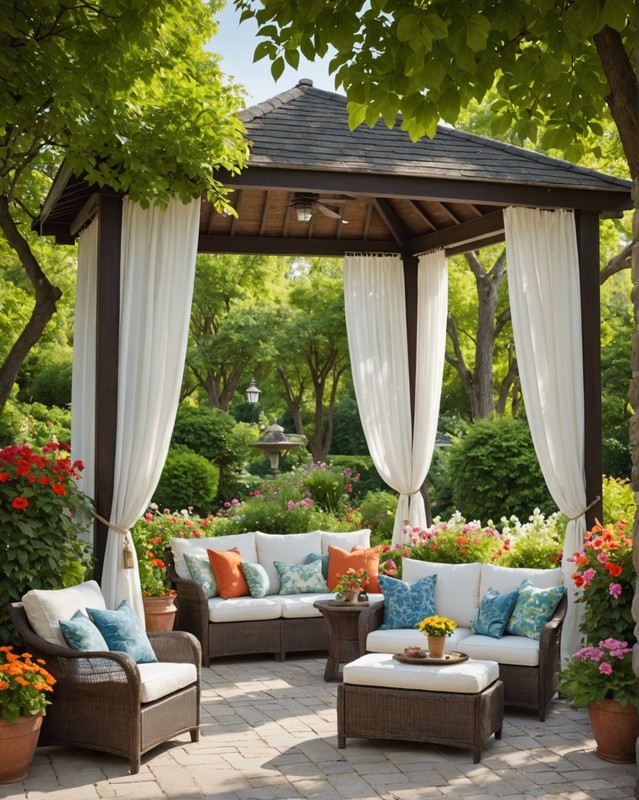Private Gazebo Retreat with Curtains