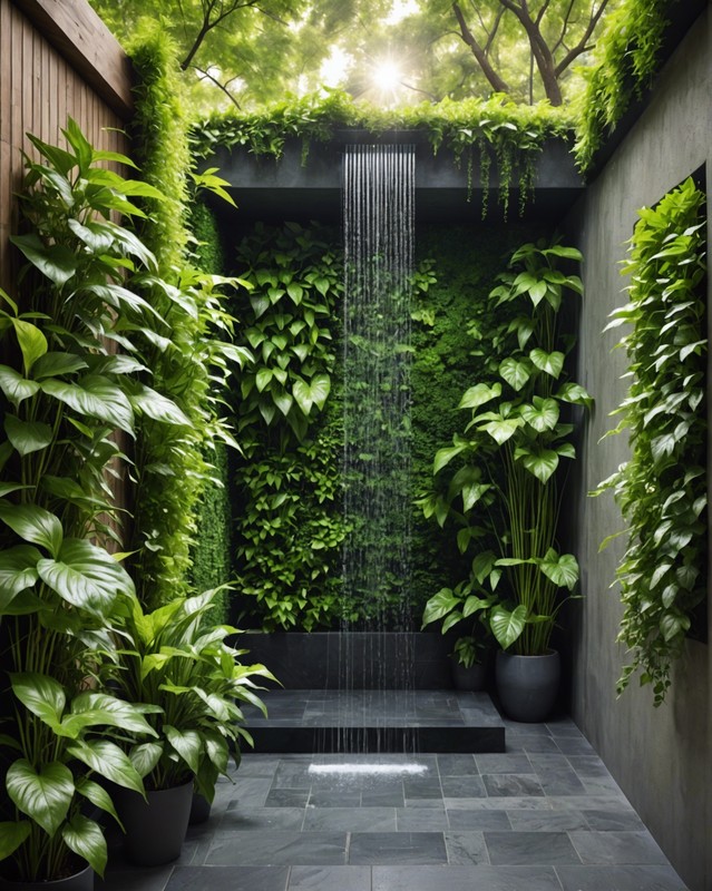 Private Outdoor Shower with a Vertical Garden Wall