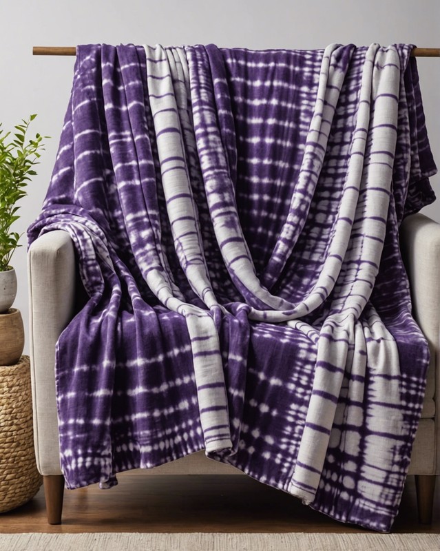 Purple Shibori Dyed Throw Blanket